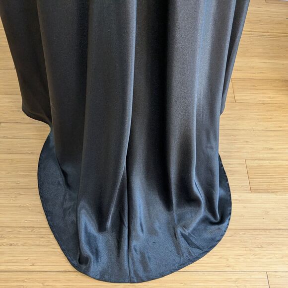 Cache Prom Dress Maxi Gown 12 Black Satin Glam Vintage 90s Y2K Cowl Fairy Goth - Picture 6 of 10